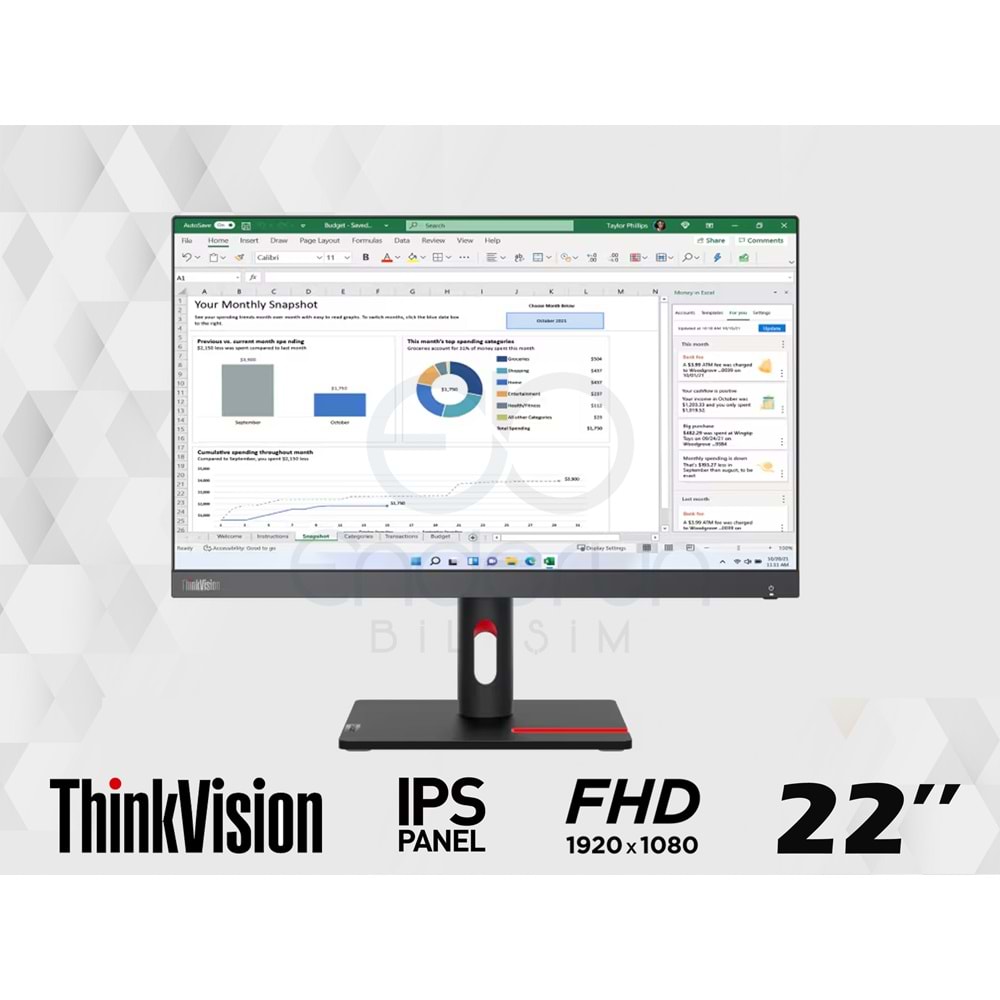 LENOVO THİNKVİSİON S22İ-30 21.5'' FHD IPS HDMI VGA 75HZ MONİTÖR