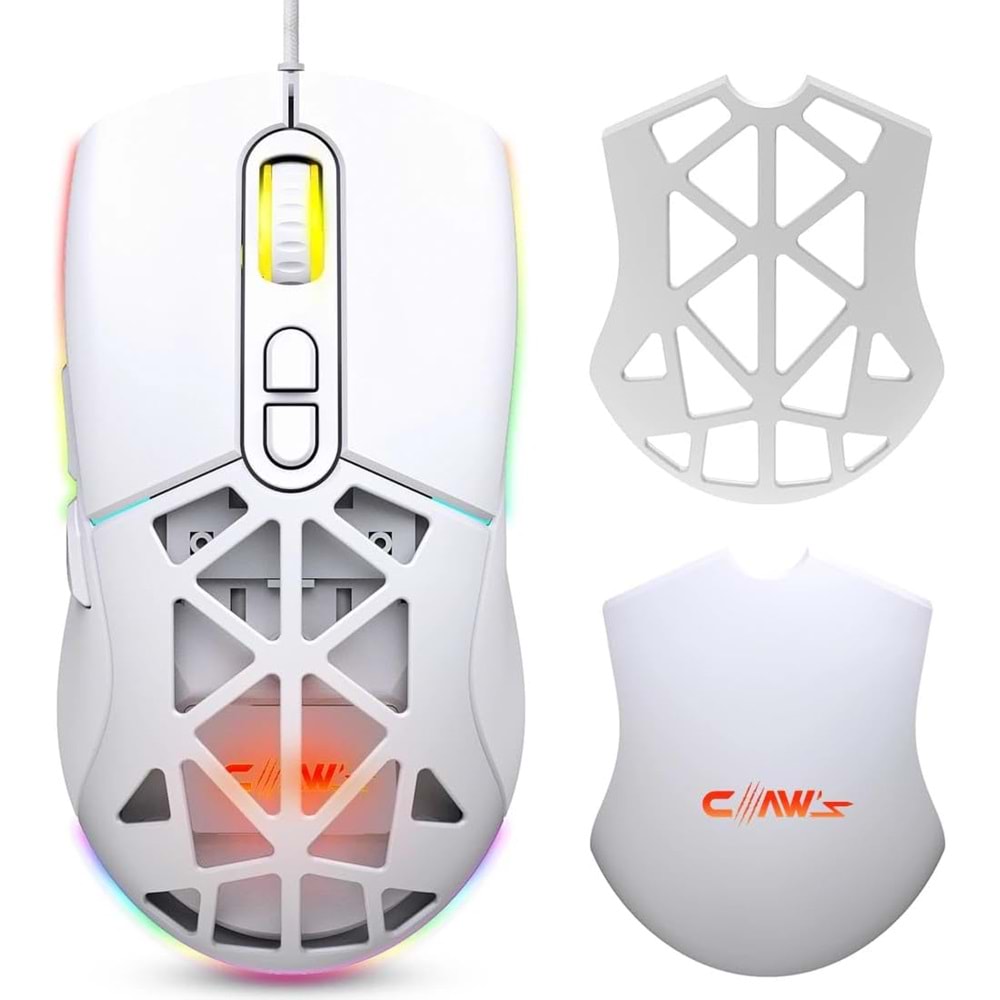 Claws Nexus X1 Beyaz Gaming Mouse – 12800 DPI, RGB Aydınlatma, Makro Yazılım Desteği