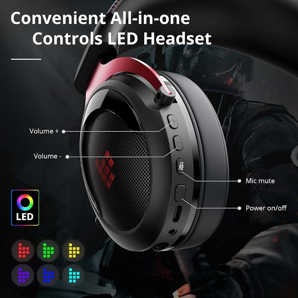 Tronsmart Shadow RGB Kablosuz Gaming Kulaklık – Düşük Gecikme, Çıkarılabilir Mikrofon