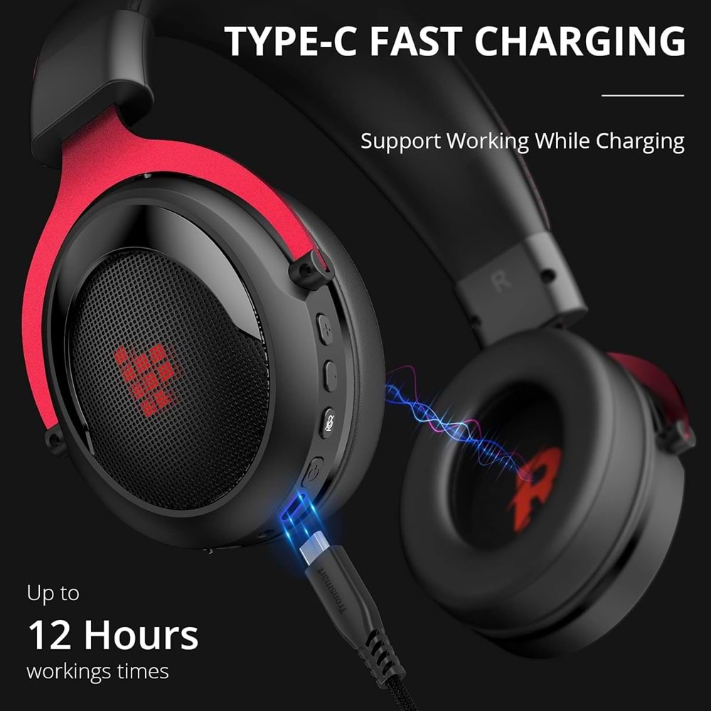 Tronsmart Shadow RGB Kablosuz Gaming Kulaklık – Düşük Gecikme, Çıkarılabilir Mikrofon