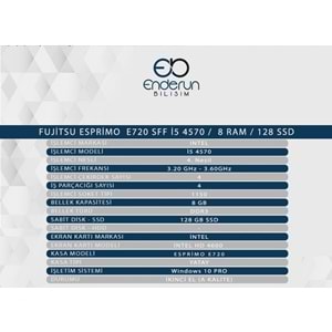 FUJİTSU ESPRİMO E720 SFF İ5 4570 / 8 RAM / 128 SSD OFİS PC (Yenilenmiş Ürün)
