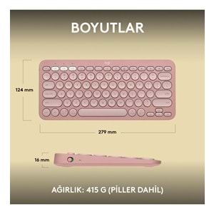 Logitech Pebble Keys 2 K380s Multi-Device Bluetooth Klavye - Pembe