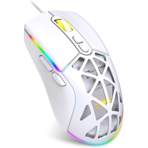 Claws Nexus X1 Beyaz Gaming Mouse – 12800 DPI, RGB Aydınlatma, Makro Yazılım Desteği