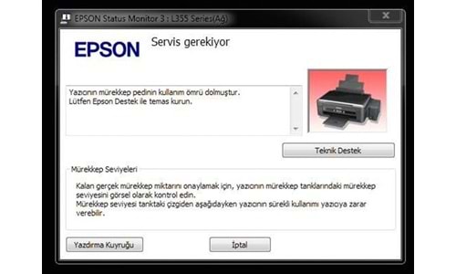 Epson L3250/L3251/L3252/L3210/L3211/L3256 Emici Dolu Hatası Nedir?
