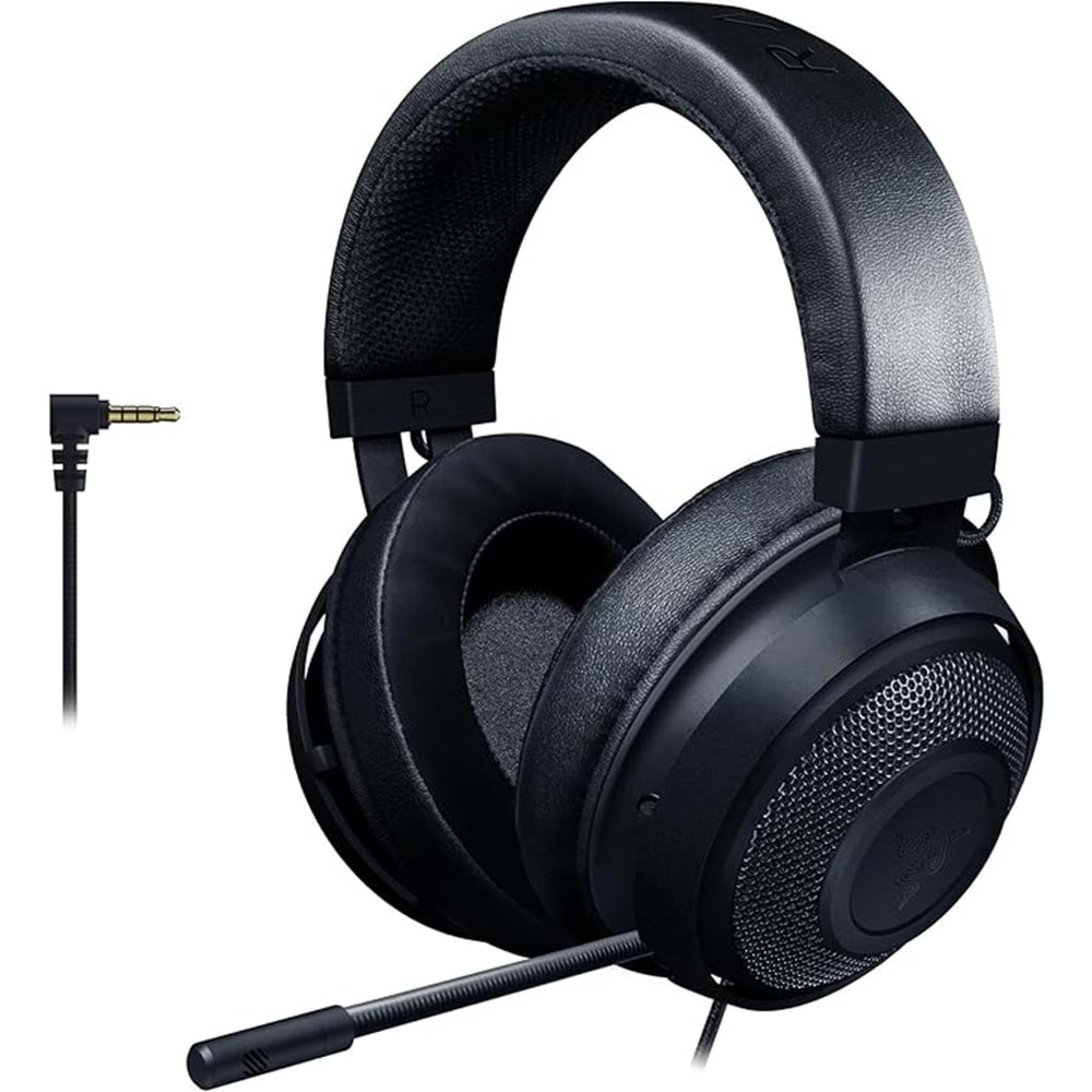 Razer Kraken - Çapraz Platform Kablolu Oyun Kulaklığı (Özel Ayarlı 50mm Sürücüler, Tek Yönlü Mikrofon, Hat içi kontrollerle 3,5 mm Kablo, Çapraz Platform Uyumlu) Siyah