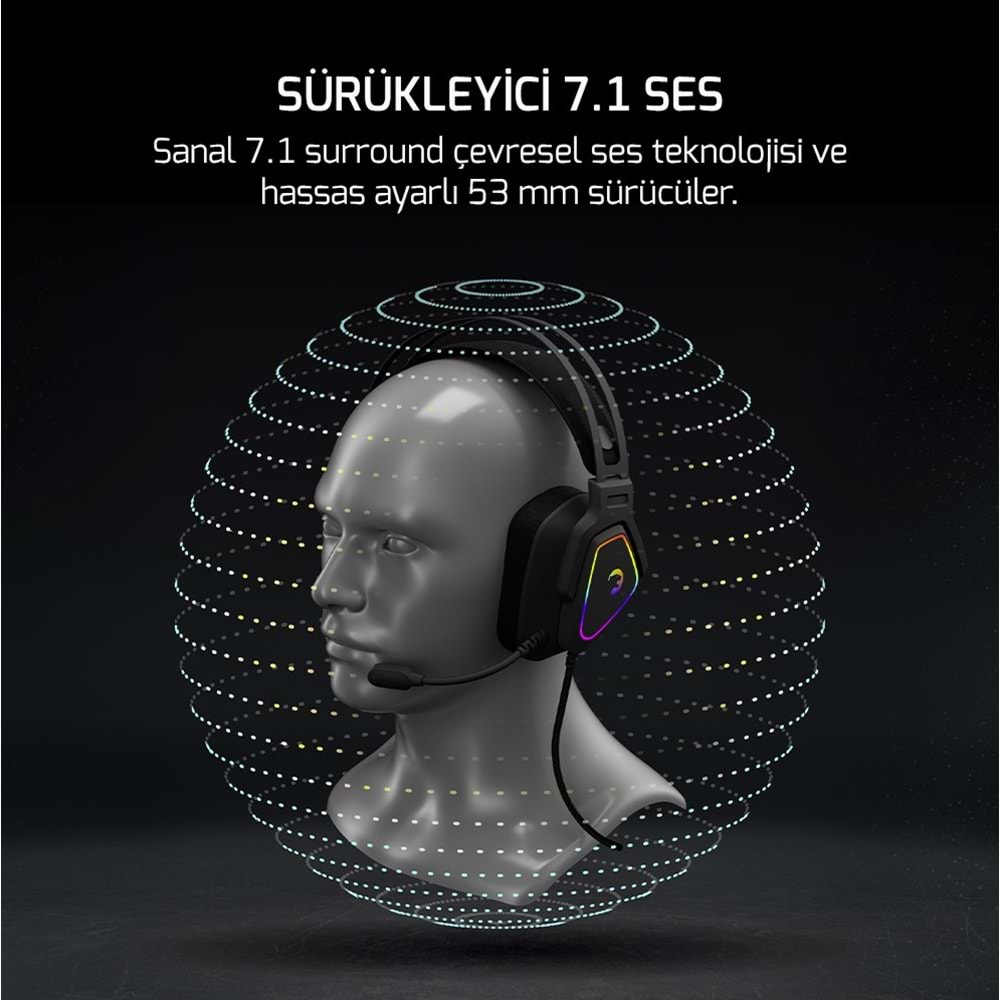 GamePower Kyruse Pro 7.1 Surround Hi-Fi RGB Gaming Titreşimli Kulaklık