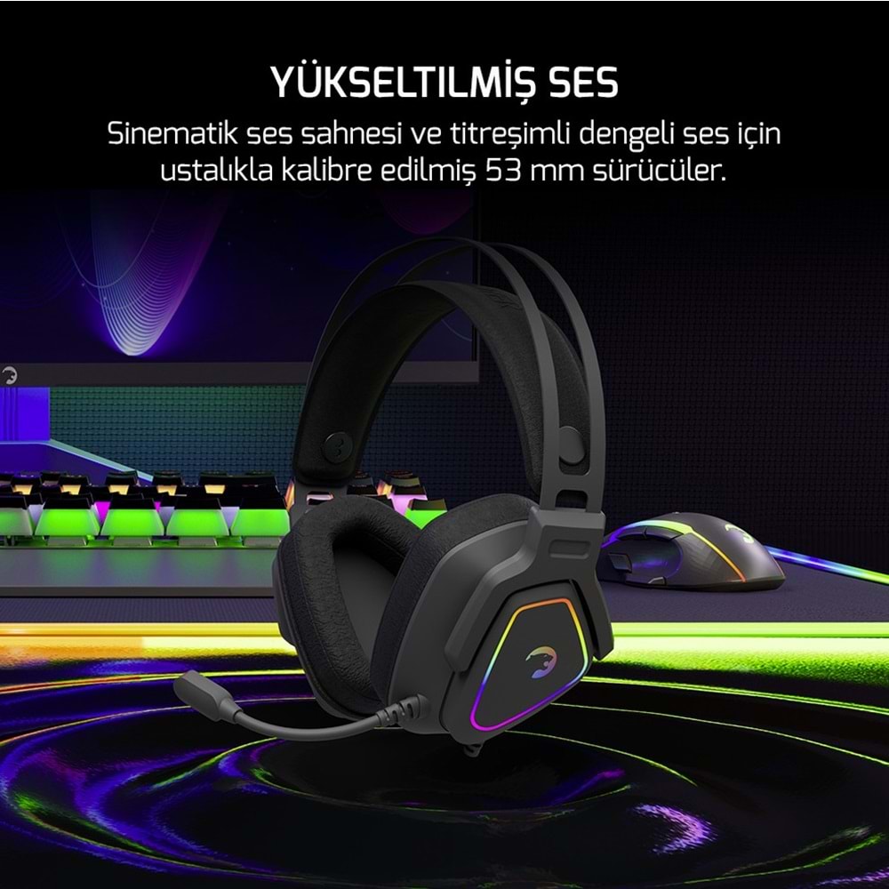 GamePower Kyruse Pro 7.1 Surround Hi-Fi RGB Gaming Titreşimli Kulaklık