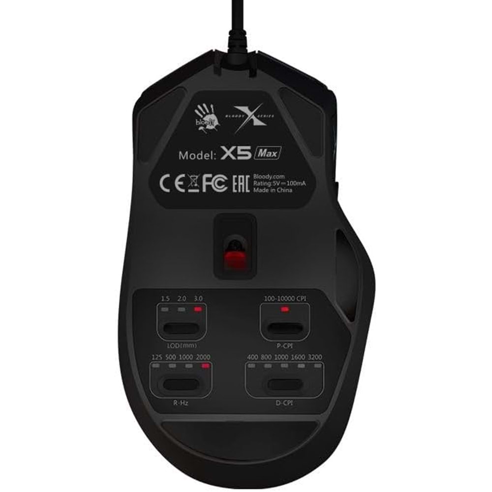 Bloody X5 Max 10.000 Cpi 9 Tuş Optik RGB X-Serisi Siyah Kablolu Gaming (Oyuncu) Mouse