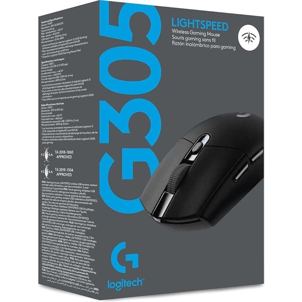 Logitech G305 LIGHTSPEED Kablosuz Oyuncu Mouse – 12.000 DPI, HERO Sensör, 250 Saat Pil Ömrü