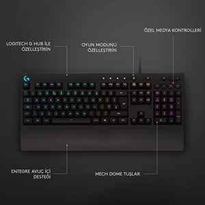 Logitech G213 Prodigy RGB Kablolu Oyuncu Klavyesi – Mech-Dome Tuşlar, 5 Bölge RGB Aydınlatma