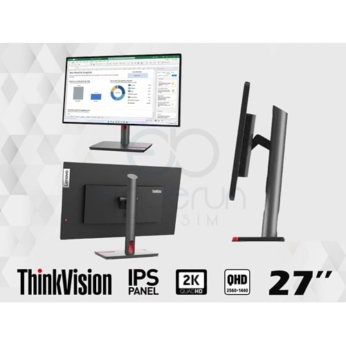 Lenovo ThinkVision P27H-30 27'' 2K 2560x1440 IPS Pivot Monitör