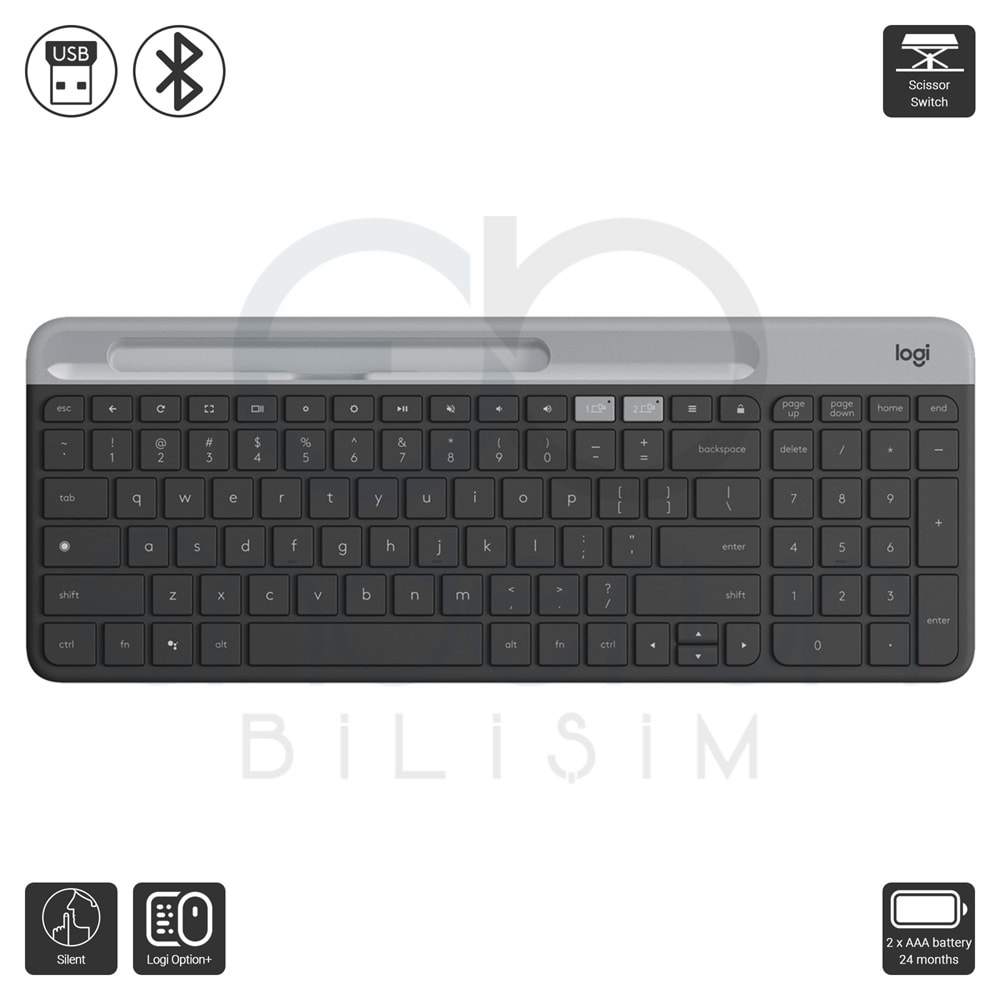 Logitech K580 Slim Bluetooth Siyah Q Klavye